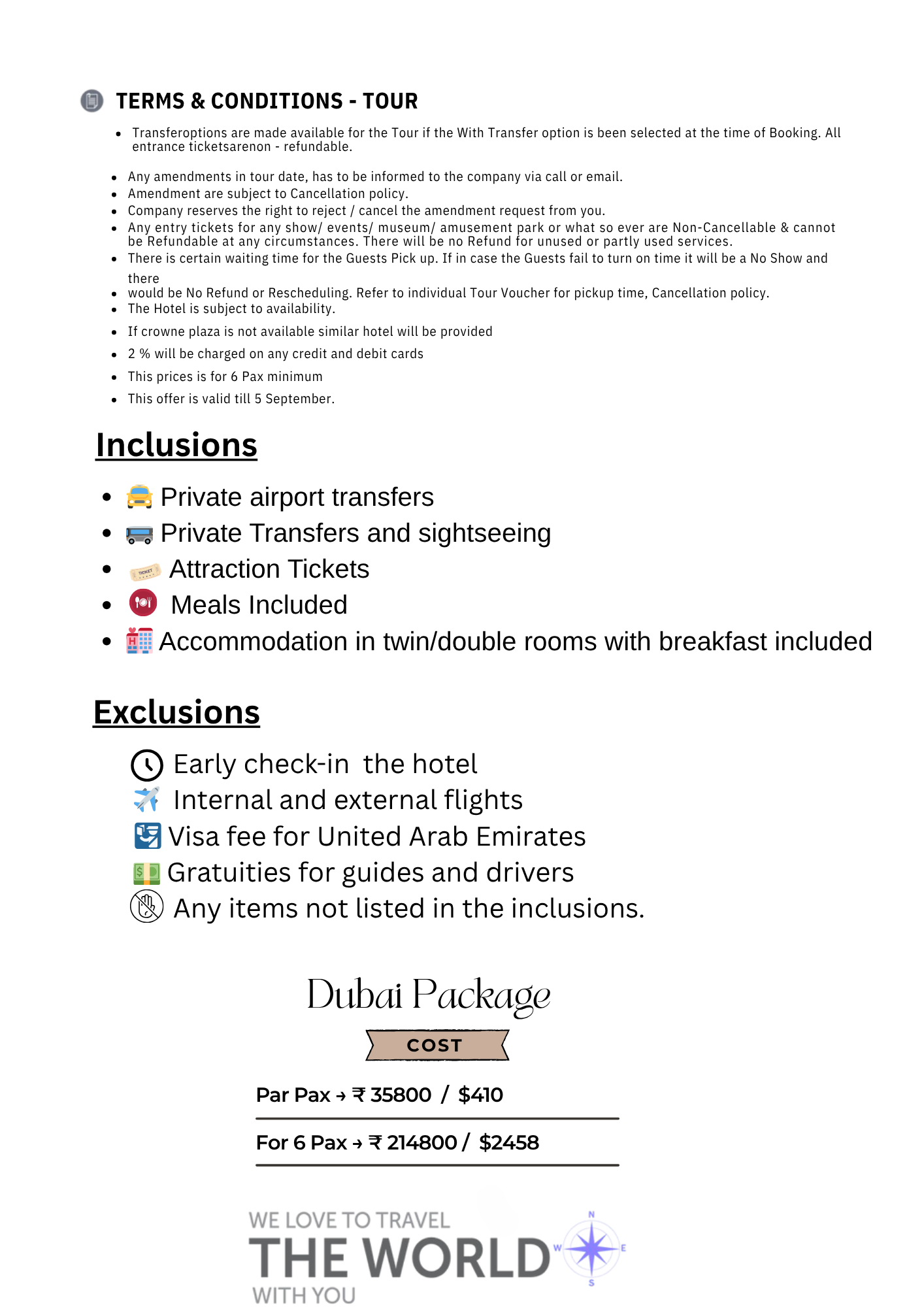 Dubai Tour Package For 6 Persons
